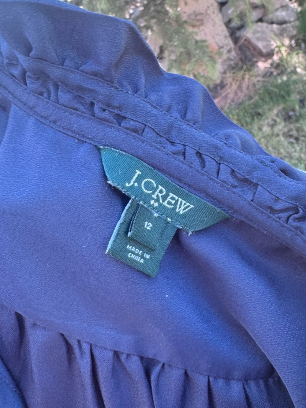 J. Crew Navy Ruffle-Neck Sleeveless Shell - Picture 3 of 4